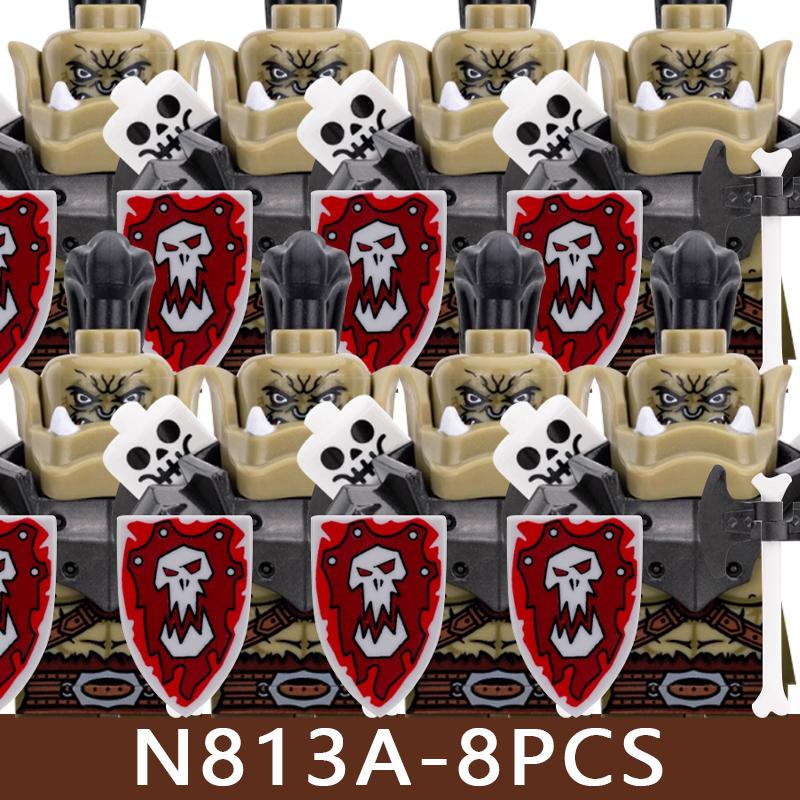 Medieval Castle Soldier Figures Building Blocks Knight Orc Warrior Dragon Wolf Animals Battle Flags Accessories Bricks Toys Boys