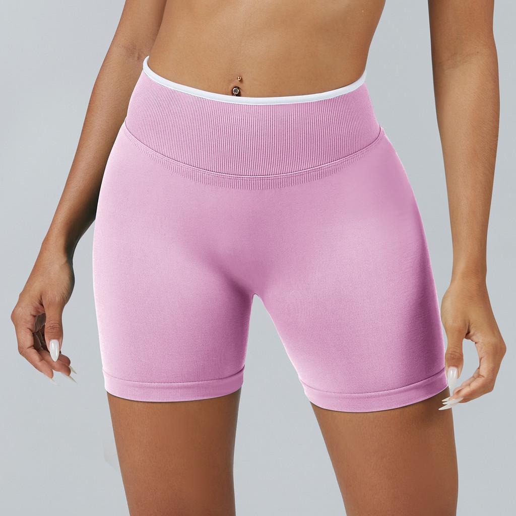 Seamless Colorblock Yoga Shorts For Women With Quick Dry Fabric For Running And Fitness