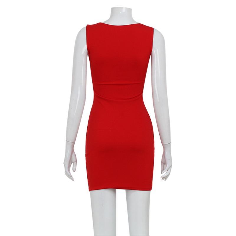 Women's Fashion Sexy Lace V-neck Splicing Temperament Spice Girl Bag Buttock Short Dress