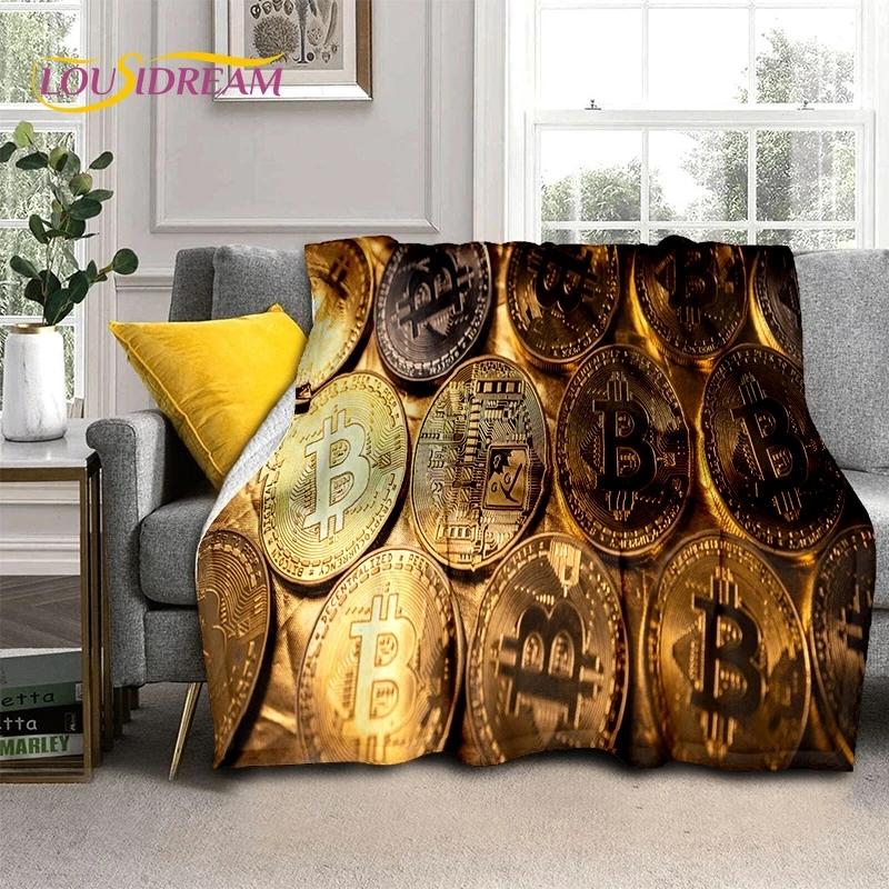 Bitcoin 3D Virtual Currency NFT Blanket,Soft Throw Blanket for Home Bedroom Bed Sofa Picnic Travel Office Cover Blanket Kid gift