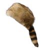 Winter Hat Faux Fur Raccoon Tail Russian Round Flat Top Ear Protection Thickened Autumn Winter Thermal Women Cap for Camping,