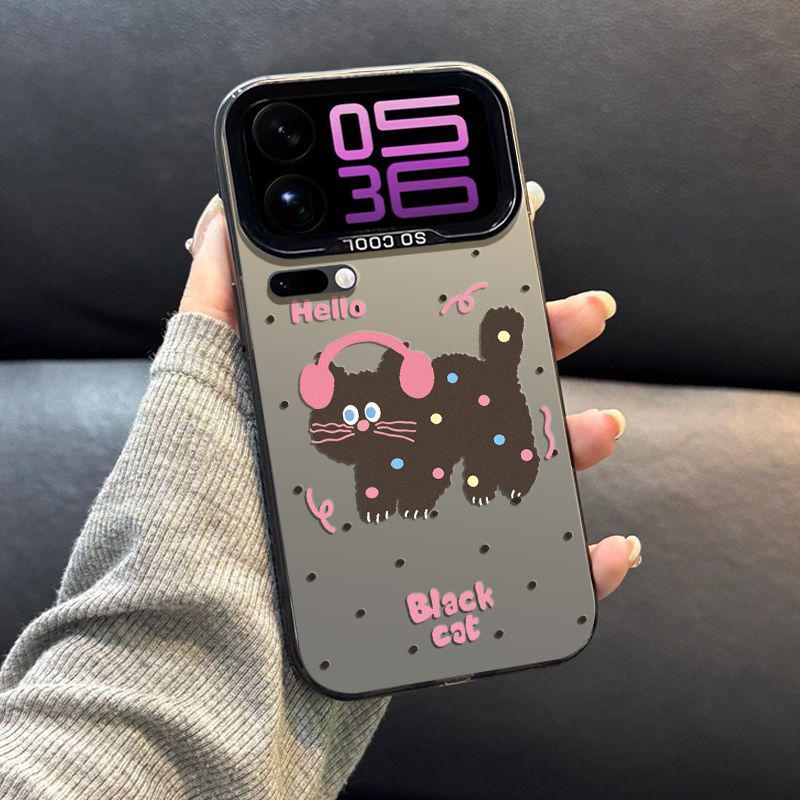 Xiaomi 17 Pro Max Premium Drop-Proof Kitten Phone Case with Pink Earphones