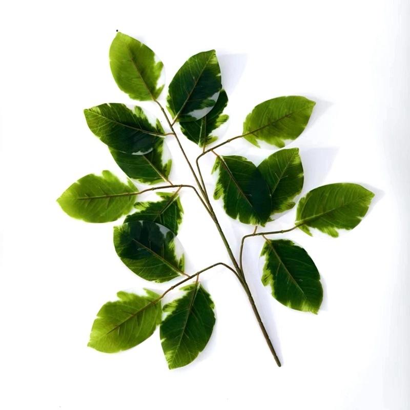 12pcs Artificial banyan Leaf Foliage Stems Fake Greenery Plant for Wedding Outdoor Landscape Tree Making Floral Decoration