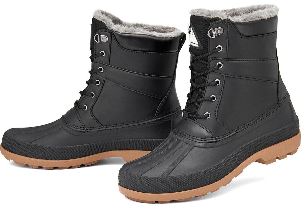 Mishansha Waterproof Snow Boots with Fleece Warm Winter Perfect for Camping and Fishing Men's Lining, Boots, Non-Slip,