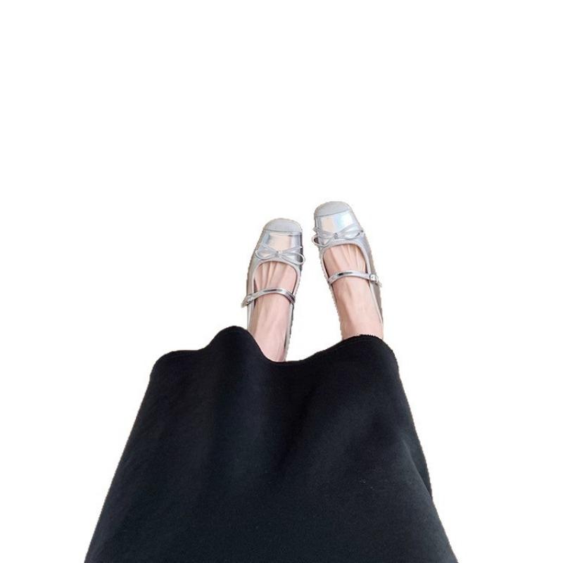 Bow bag head half slippers women's spring and summer new one-word belt inner height-increasing ballet shoes