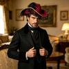 Stylish Black Pirate Hat With Lace And Feather Detail Halloween Cosplay Hat Perfect For Costume Parties