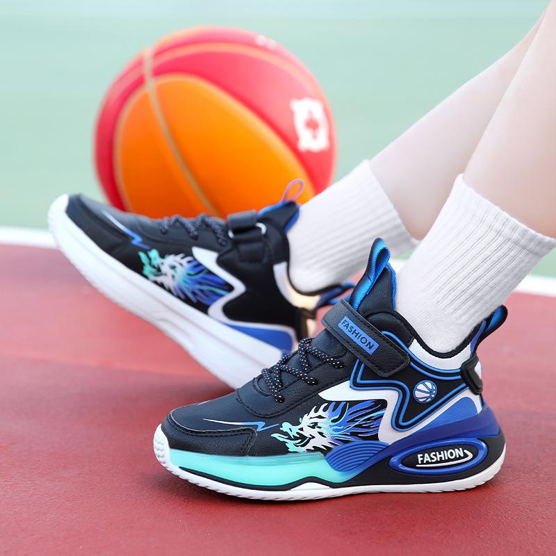 Children's Shoes Little Boys Basketball Shoes 2025 New Four-season Wear-resistant and Non-slip Sports Shoes Boys' Actual Combat Sneakers