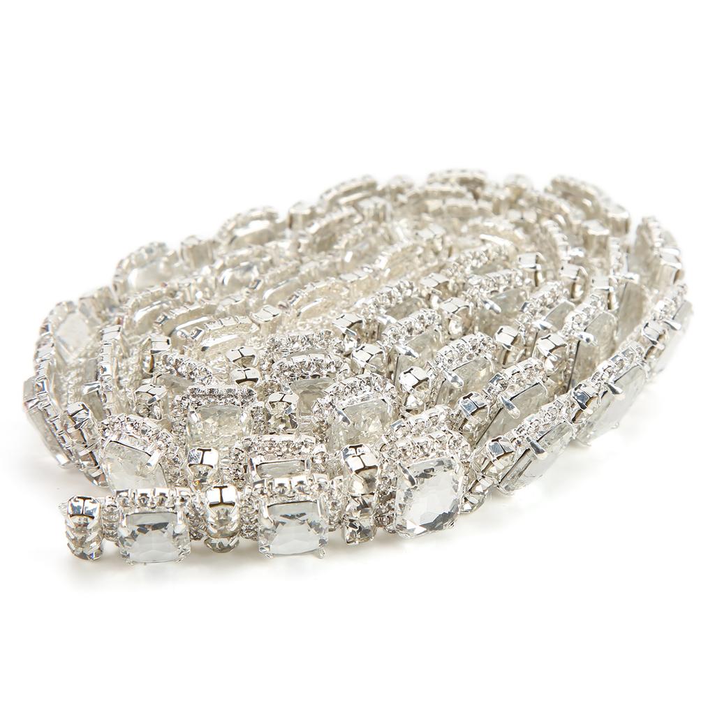 Rhinestone Trim Hand Crafted Adjustable Length Transparent Strong 1 Yard 1.8cm Wide Rhinestone Chain for Clothing