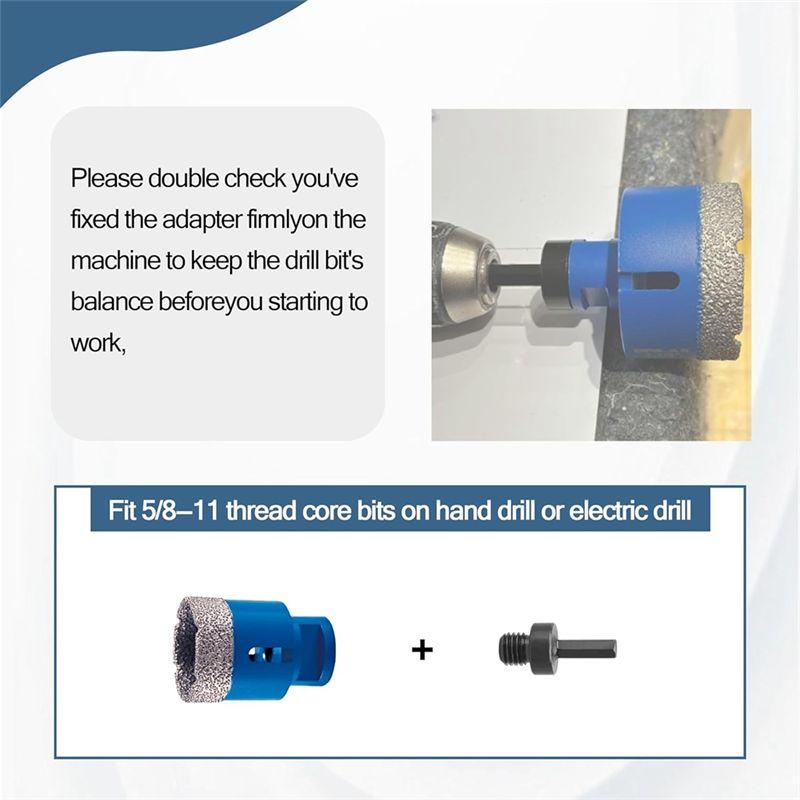 AEE2-1 Pack Core Drill Bit Adapter 5/8Inch-11 Thread Male To 3/8Inch Hex Shank