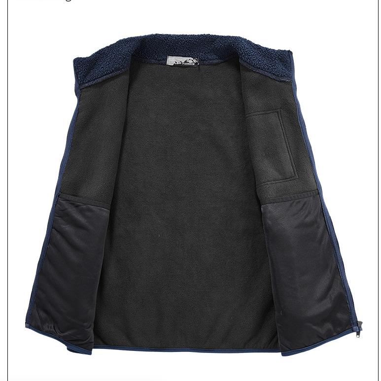 Polar Fleece Vest Man's Autumn and Winter Outdoor Sports and Leisure Stand-up Collar Vest Teddy Fleece WaistJacket Sleeveless Fleece