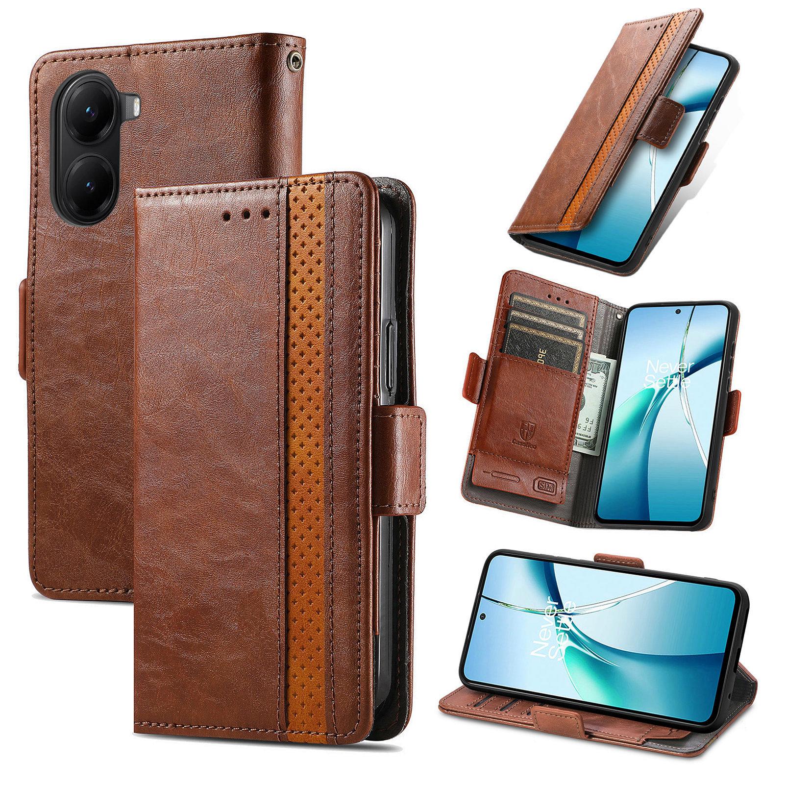 

For Xiaomi Poco X7 Pro 5G Phone Cases CASENEO PU Leather Cover Stand with RFID Blocking Wallet Dark Brown