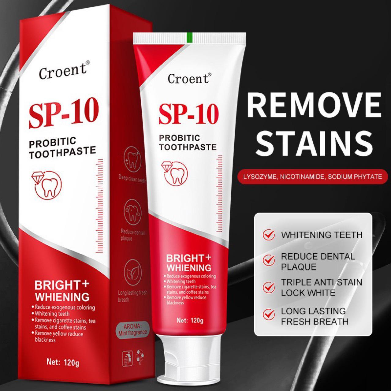 

SP-10 Whitening Probiotic Toothpaste: Fresh Breath & Tartar Removal