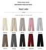 Women's 100% Wool Wide-Leg Knit Pants, Floor-Length, High-Waisted, Slimming, Casual Loose Fit for Autumn and Winter