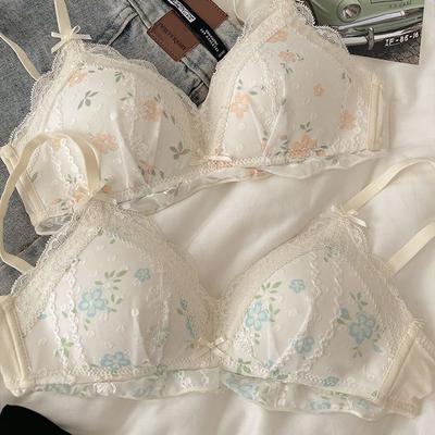 Femmes Dentelle Florale Soutiens-gorge Tops Intérieurs Dame Soutiens-gorge Push-up Sans Fil Doux Mince Filles Soutiens-gorge Mignons Sexy Femmes Sous-vêtements Lingerie Dos Nu Soutien-gorge Féminin