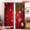 2pcs 2D Flat Printing Merry Christmas Popular Window Curtains Christmas Ornaments Snowflakes Festive Polyester Fabric Without