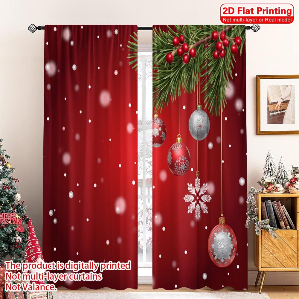 

2 шт. 2D плоская печать Счастливого Рождества Популярные шторы для окон Рождественские украшения Снежинки Праздничная полиэстеровая ткань Без 52.50×116.00 CM 2pcs