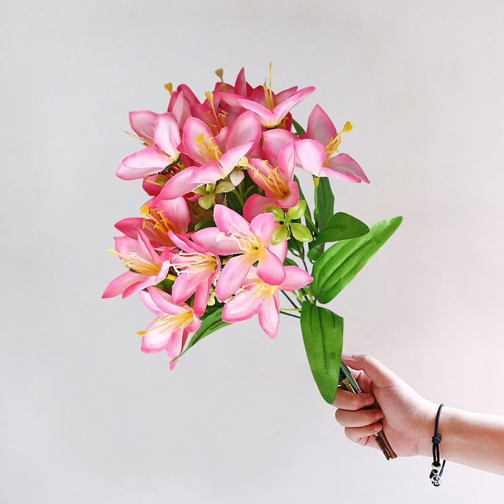 1 Bouquet Simulation Lily Flower Photography Props Plastic Artificial Flower Wedding Home Decoration Living Room Desktop Decor