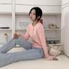 New Arrivals Open Run Coral Fisher Knit Slim Fit Cable Knit Cardigan