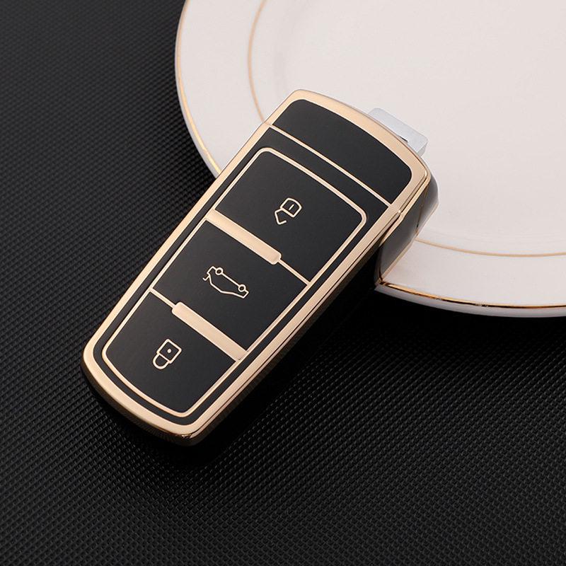 Volkswagen Magotan B7CC Key Case - Gold Edge Design, Protective Shell