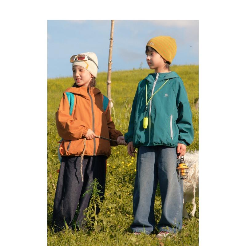 Kids Waterproof Hooded Long Sleeve Outdoor Jacket For Boys