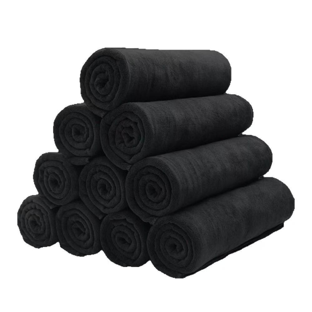 Ultra-Absorbent Black Microfiber Hair & Bath Towel for Home & Salon Use