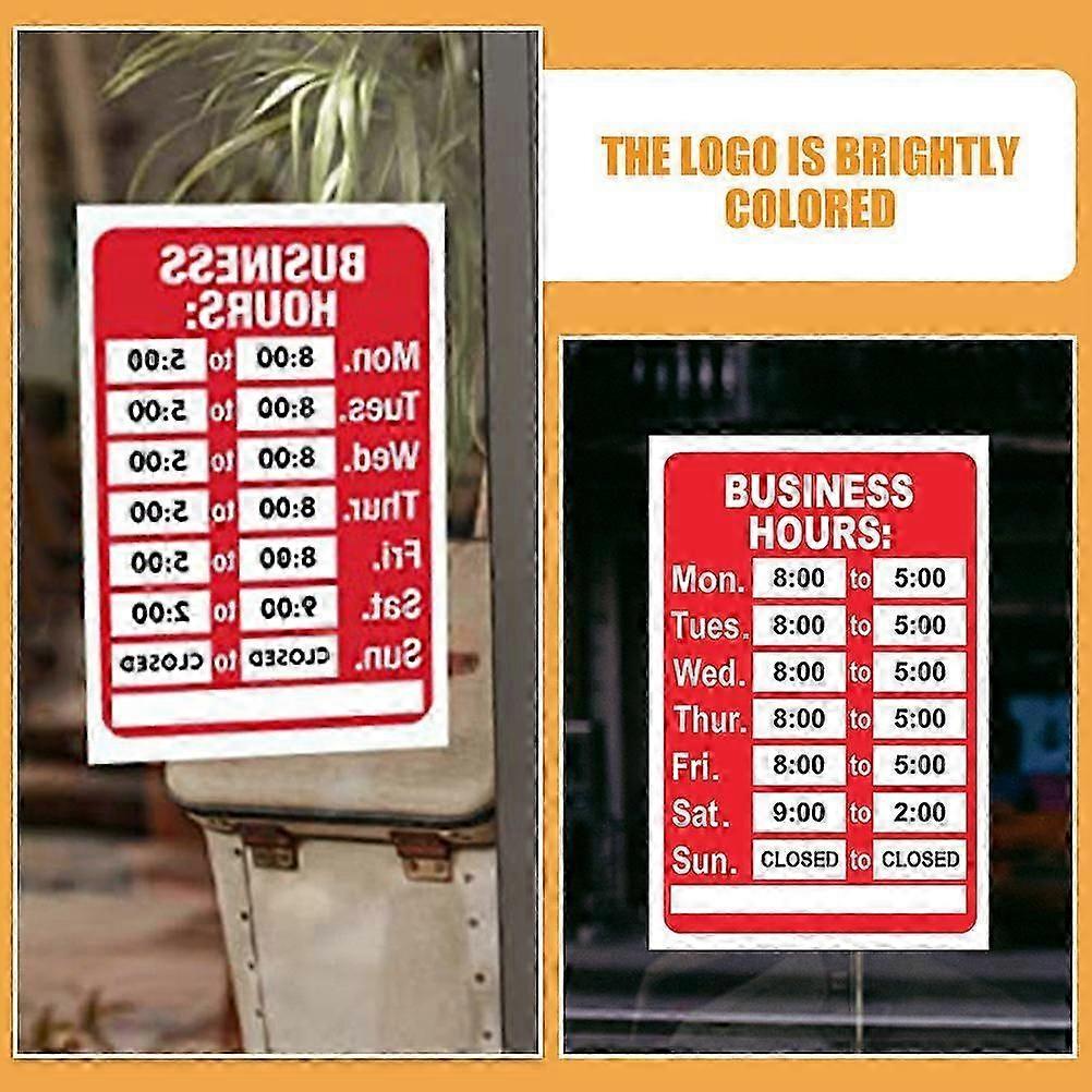 Cartel de Horario Comercial para Uso en Tienda PVC 2 Piezas Rojo Abierto Pegatinas de Horario Cambiables