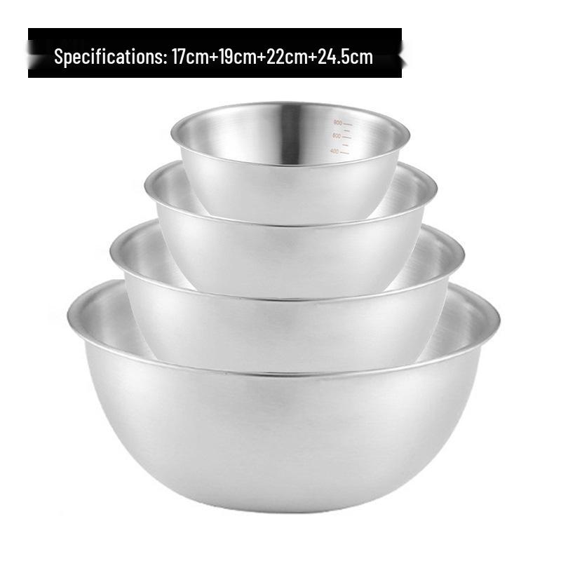 304 Edelstahl Rührschüssel im japanischen Stil mit Skala für Salat, Eierschlagen, Backen und Teigmischen - Goldfarbenes Finish