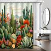 Desert Oasis Shower Curtain - Vibrant Cactus, Floral & Mountain Theme for Bathroom Decor, Adds Exotic Charm and Colorful Beaut