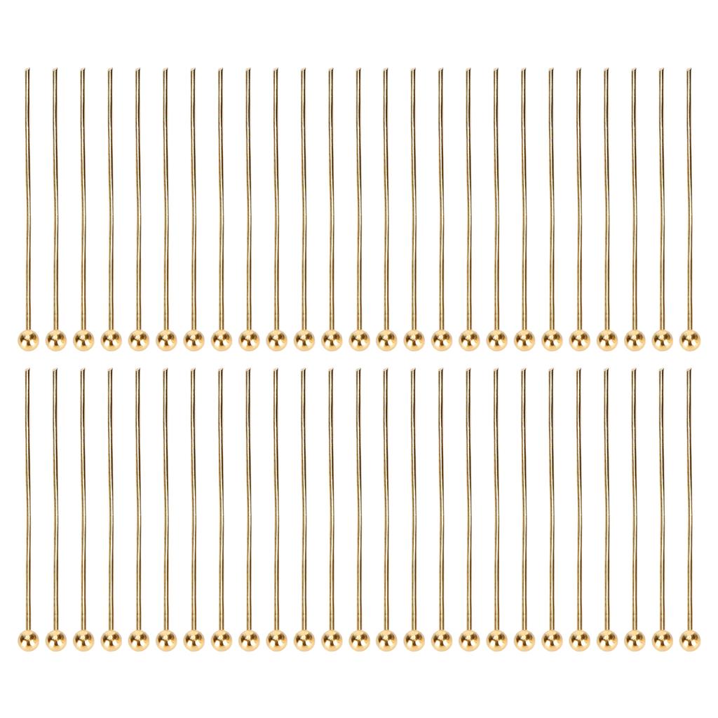 50pcs Ball Head Pins Jewelry Pendant DIY Craft Bead Making Parts Accessory SuppliesGold 30mm   1.18in