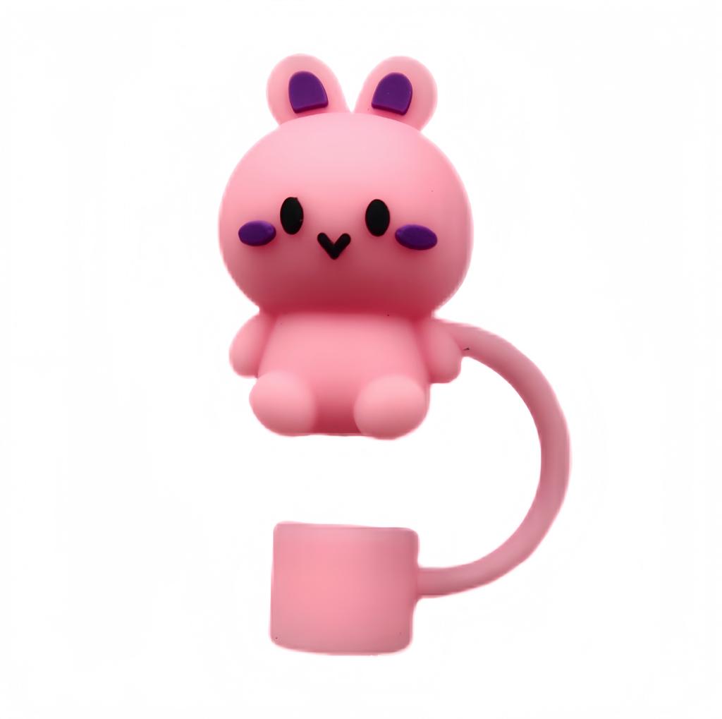 5/1pcs 10mm Cartoon 3D Animals Straw Cover Cap For Water Bottle Drinking Dust Cap Leak-Proof Straw Tips Cover