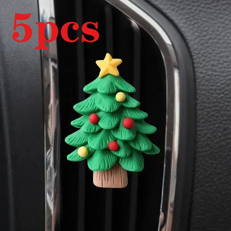 Christmas Santa Claus & Elk Car Air Vent Clip, 3D Resin Aromatherapy Fragrance Ornament, Auto Interior Decoration Accessories