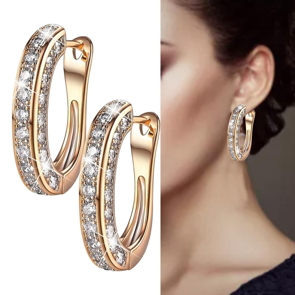 1 Pereche Știfturi de Urechi din Cristal Aurii Ușoare Luciose Rezistente la Culoare Dimensiune Compactă Rotunde Modă pentru Femei Fete