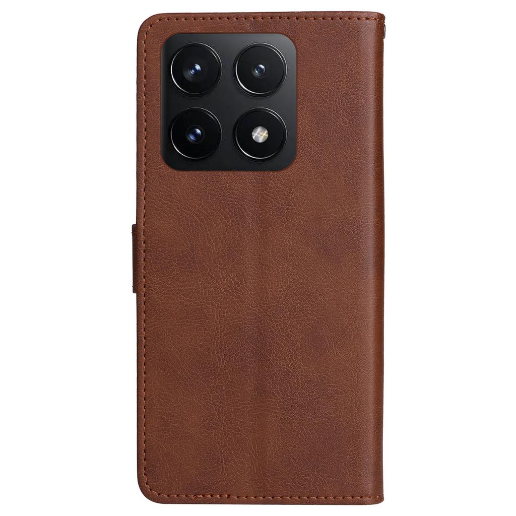 Etui dla Xiaomi 14T Jednokolorowe Skórzane Etui na Telefon Portfel Stojak ze Smyczą