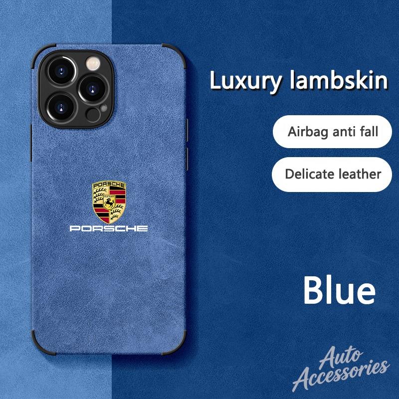 For Porsche Logo Suede All Inclusive Phone Case For iPhone 16 15 13 14 12 Pro Max 8 XR XS 16 Plus 15Pro MAX Cover Shell Stickers