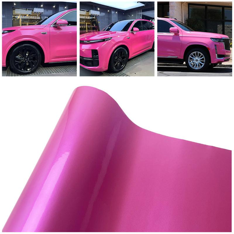 Pellicola Wrap in Vinile Rosa Candy per Tuning Auto Bici Moto Decalcomania Metallica Adesivo Lucido con Canali di Sfiato Aria