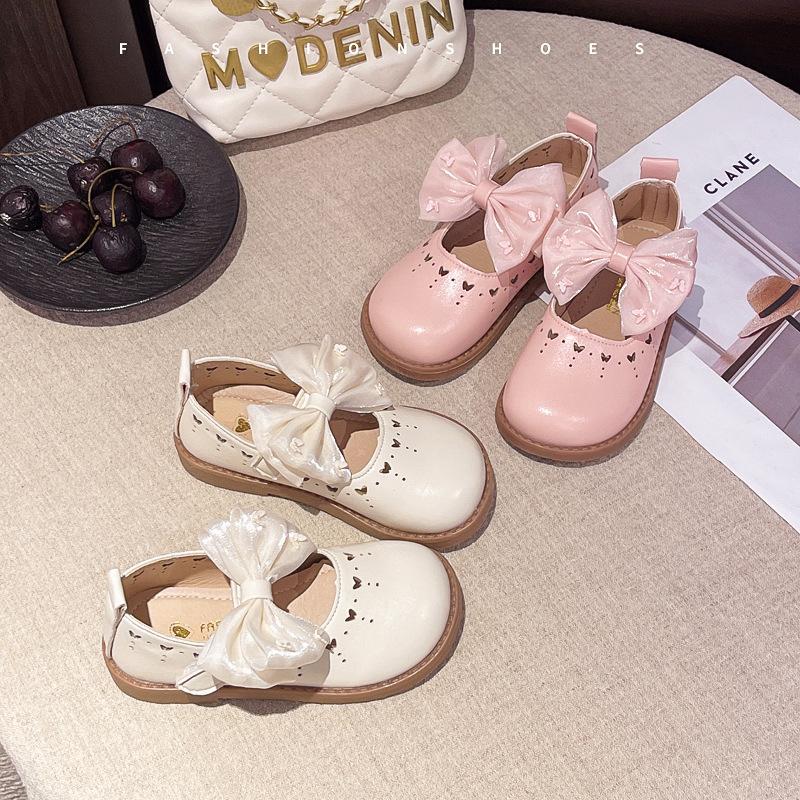 Spring New Korean Style Bow Girls Fashionable and Comfortable Soft Sole Casual Leather Shoes