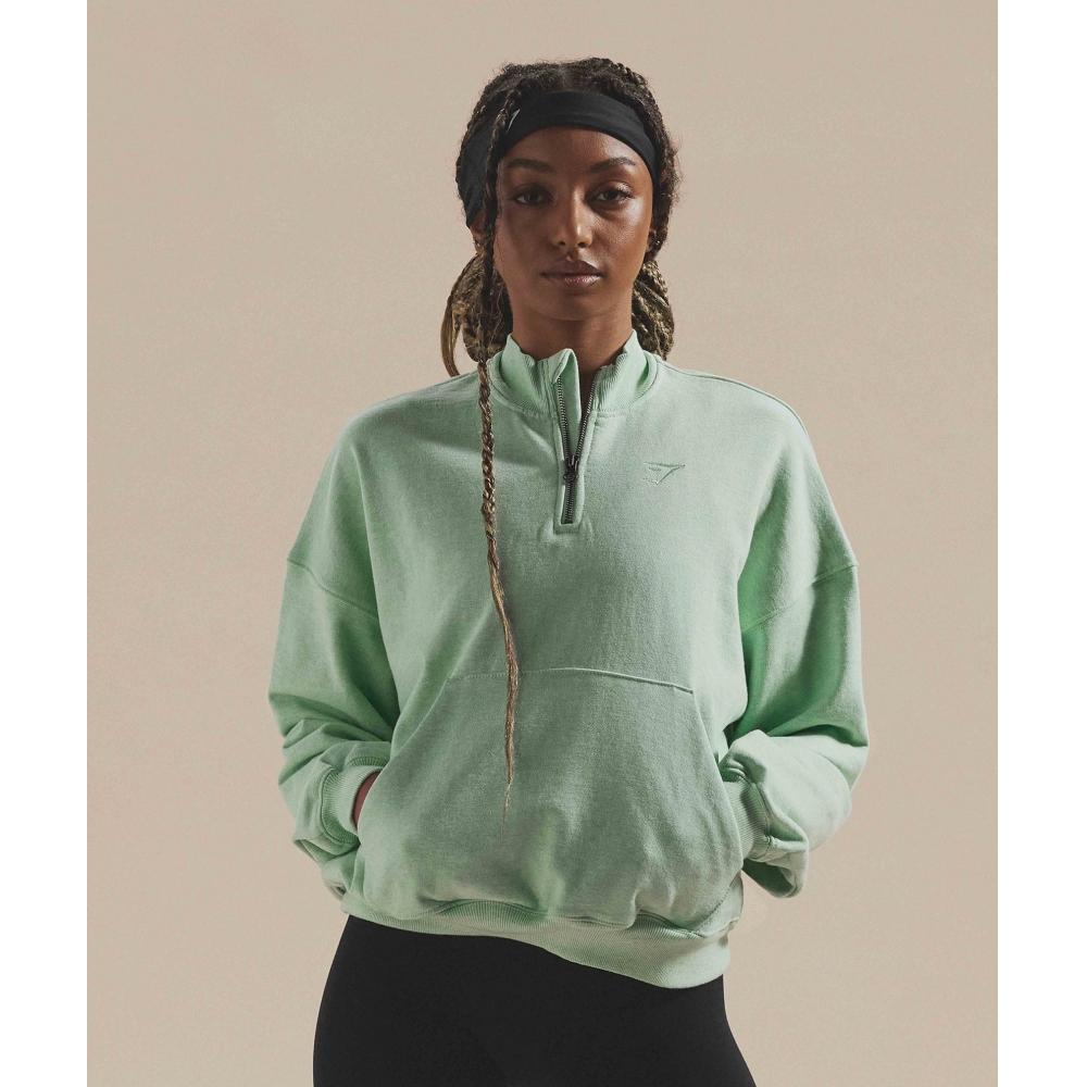 

Gymshark Rest Day Sweats 1 2 Zip Pullover Refreshing Green Marl B3a9j Ebsk XS
