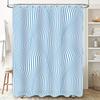 Blue Striped Shower Curtain Modern Bathroom Decor With Wave Design For Bathtub Cover – Water-Resistant Fabric Bathrooms Accessor