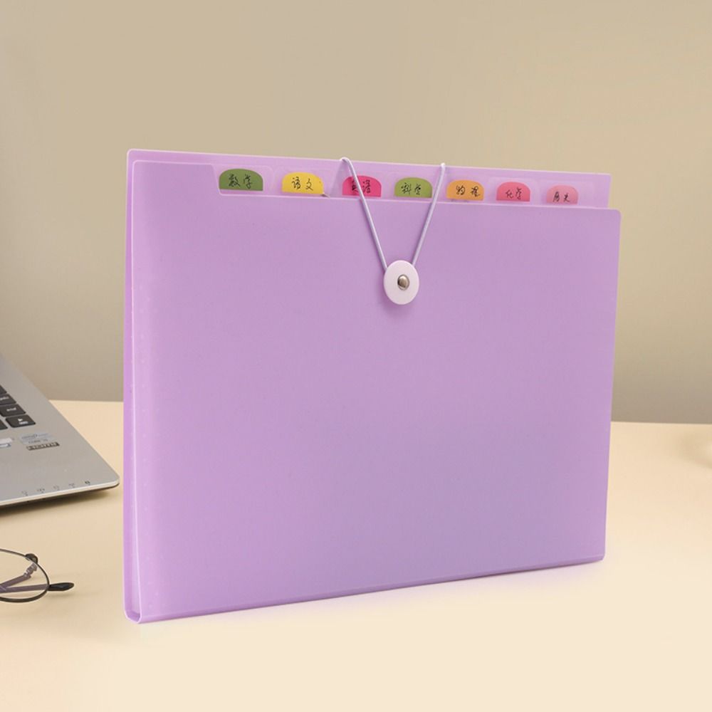 12 Layers A4 File Folder Elastic Strap Design Exam Paper Storage Booklet File Bag Document Storage