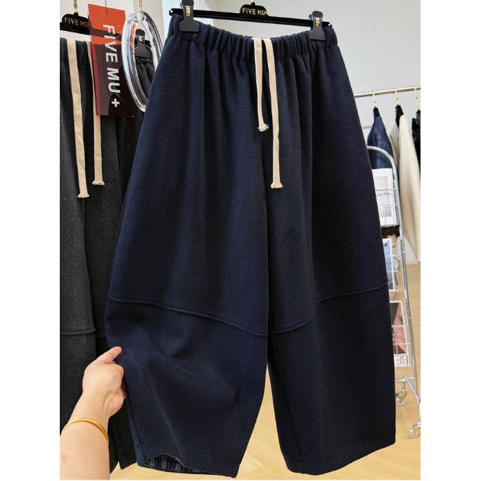 

Plus Size Korean Style Casual Nine-Point Slimming Pants for Women - Autumn Winter Collection. 4XL темно-синий