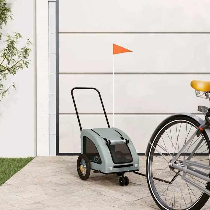 VidaXL Remorque de vélo pour animaux de compagnie gris, remorque de vélo,,, chariot à vélo pour chien 93972