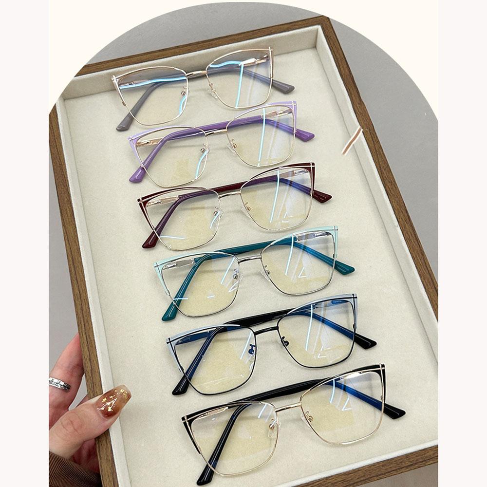 Transparent Cat Eye Glasses Women Trendy Design Anti Blue Light Glasses Computer Eyepiece Optical Spectacle Metal Frame Lentes