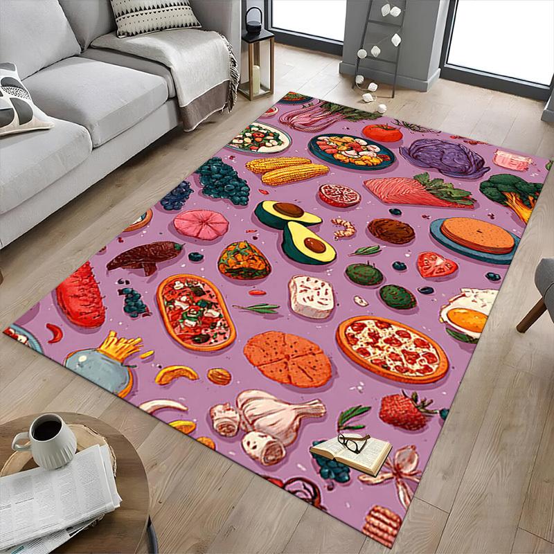 1PC Food Patterns Anti-slip Carpet, Suitable for Office, Bedroomand Playrooms. It Can Also Be Used As a Sofa Footrest cover-R90