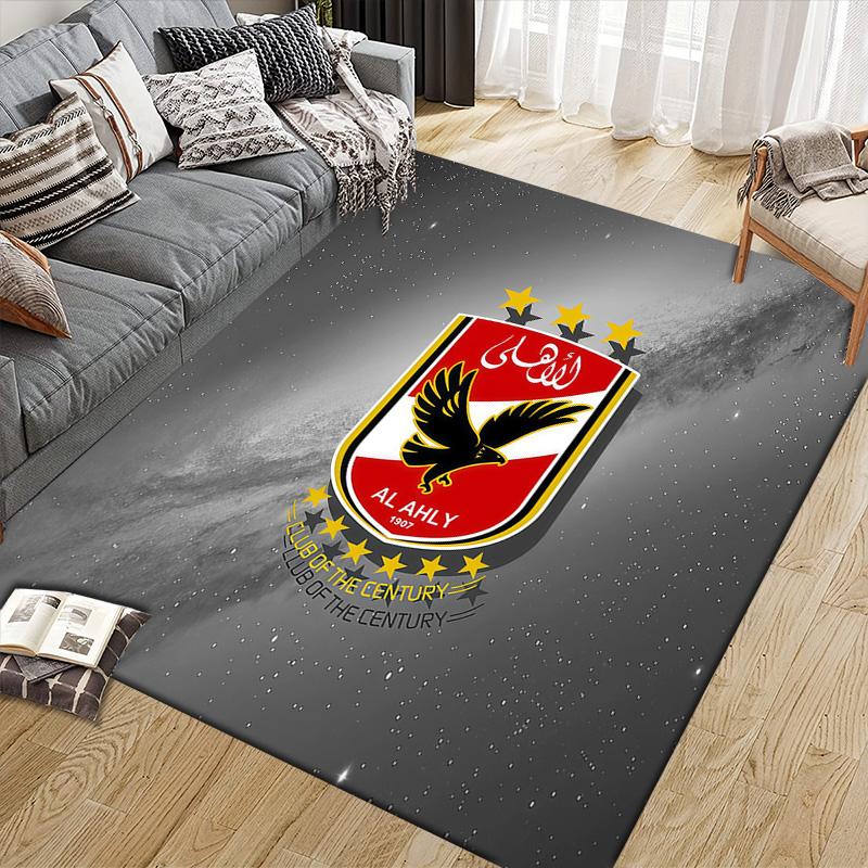 Al Ahly Sporting Club2 Flannel Pattern Square Carpet,Area Rug,Carpet Rug for Living Room Bedroom Sofa Playroom Decor,Non-slip Floor Mat