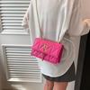 Chain Bag Women's New Spring and Summer Fashion One Shoulder Crossbody Small Square Bag Solid Color Plaid Embroidery Thread Women's Bag