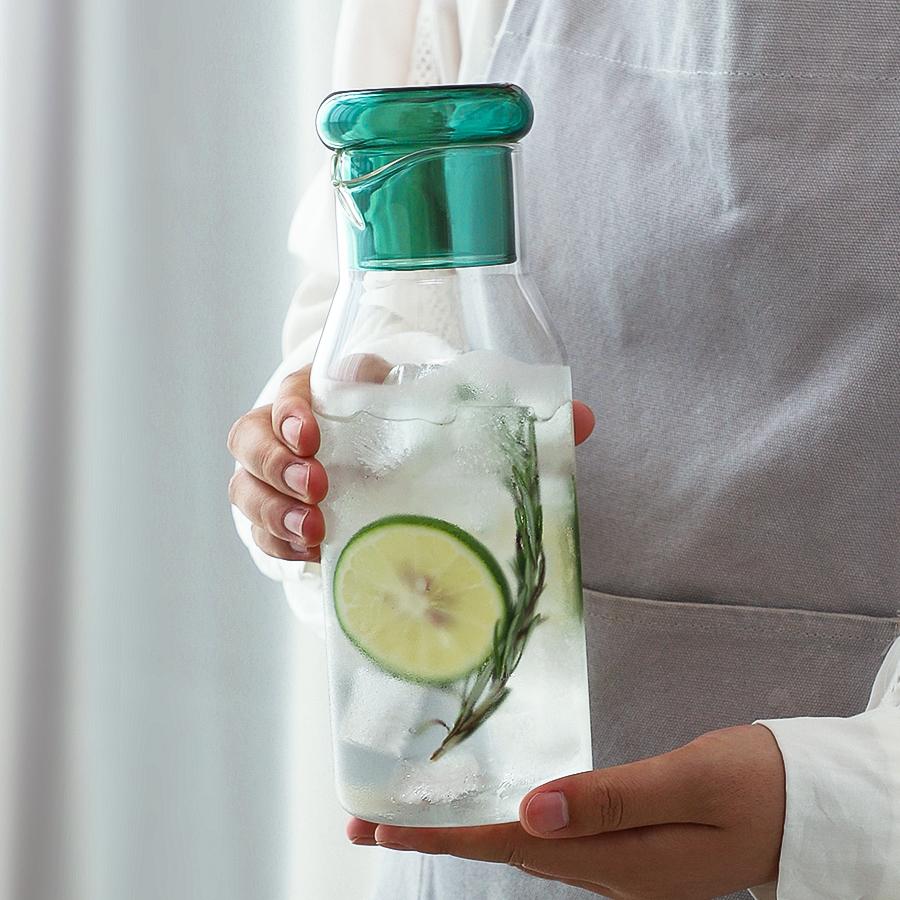 Minimalist Glass Water Bottle with Lid Home Use High Temperature Resistance Kitchen Drink Items Lemon Cold Water Kettle Jug Gift