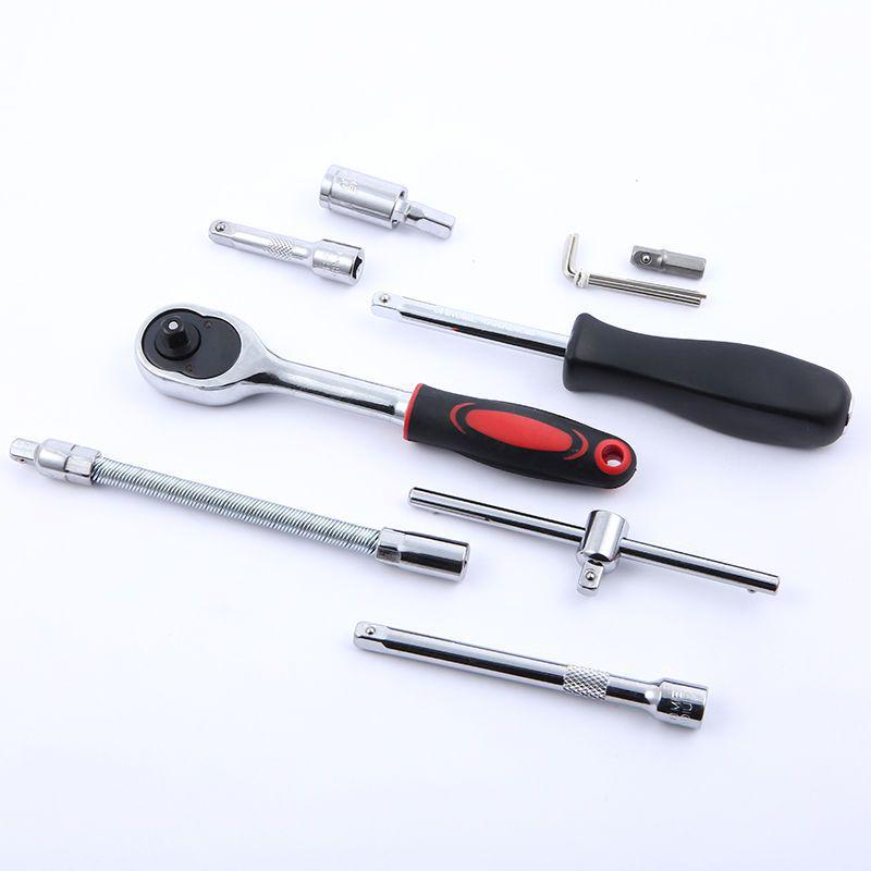 46-Piece Car & Motorcycle Repair Tool Set - Socket, Ratchet Wrench, Hex Key