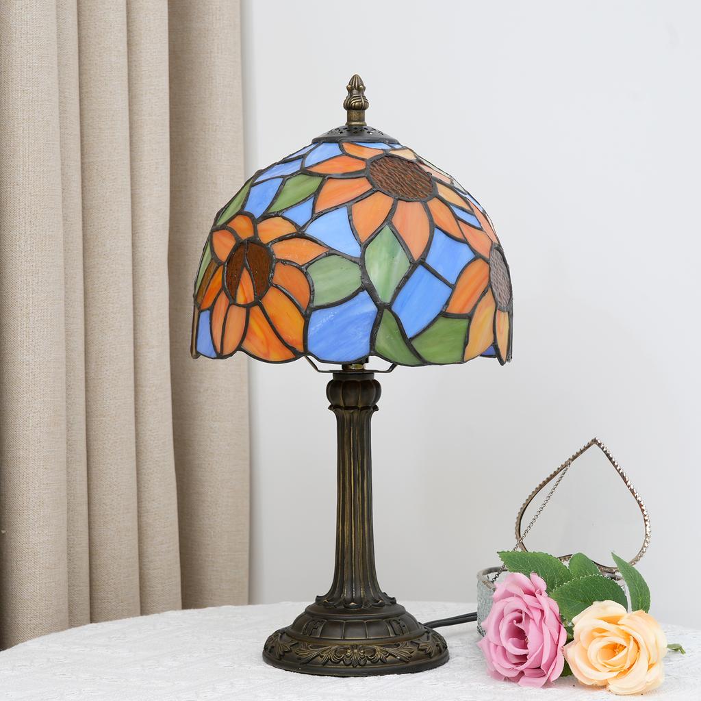 Pastoral style Lamp Stained Glass Table Lamp Sunflower Bedside Table Lamp for Bedroom Living Room Aesthetic Cute Home Decor Gift