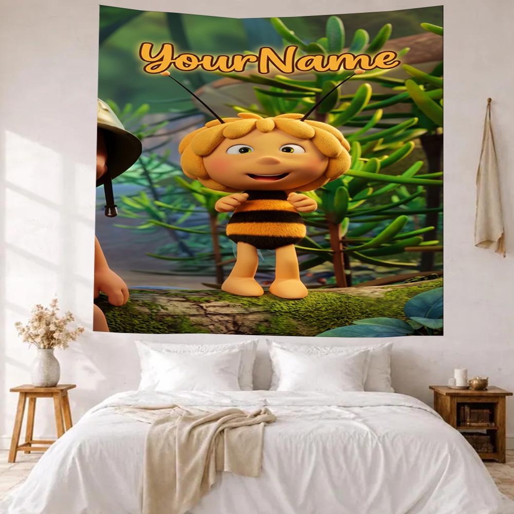 Biene Maja Custom Your Name Wall Decor Tapestry Art For Pet Memorial Birthdaywedding Party Backdrop Family Gift