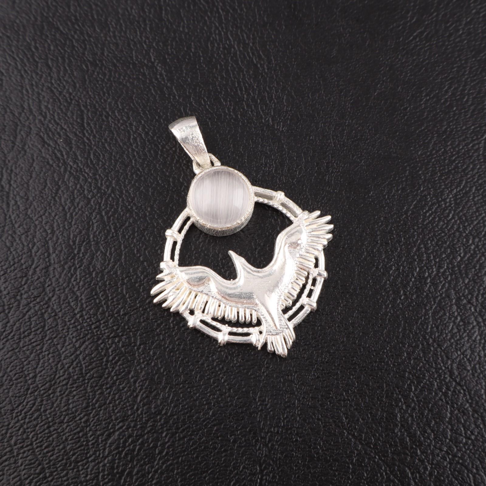 

Селенит Драгоценный камень 925 Стерлинговое серебро Ювелирная подвеска 1,43 Подарок для девушки CP-38-43